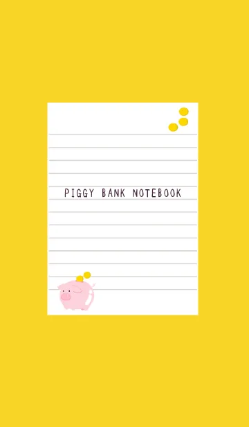 [LINE着せ替え] 幸せ豚の貯金箱ノート/イエローの画像1