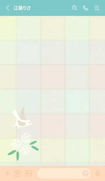 [LINE着せ替え] チェック柄 鳥と花3の画像2