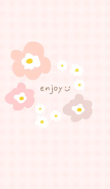 [LINE着せ替え] かわいい 北欧風 お花 チェック29の画像1