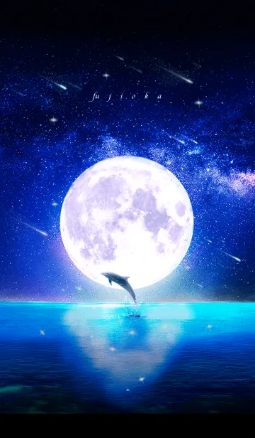 [LINE着せ替え] 幸運を運ぶ月夜のイルカ✨ふじおか✨の画像1