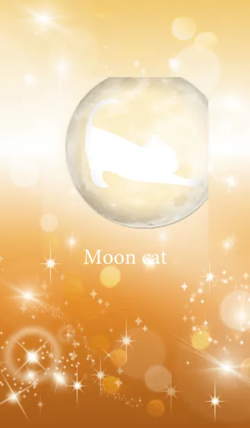 [LINE着せ替え] オレンジ : 運気上昇の満月と猫の画像1