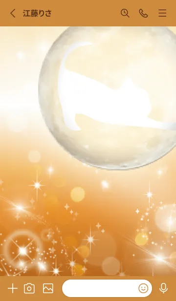[LINE着せ替え] オレンジ : 運気上昇の満月と猫の画像2