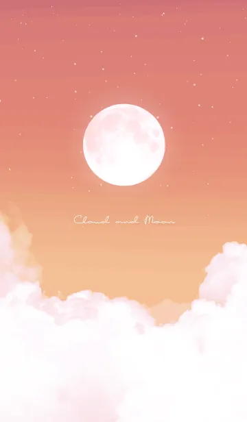 [LINE着せ替え] 雲と満月 - オレンジ 02の画像1