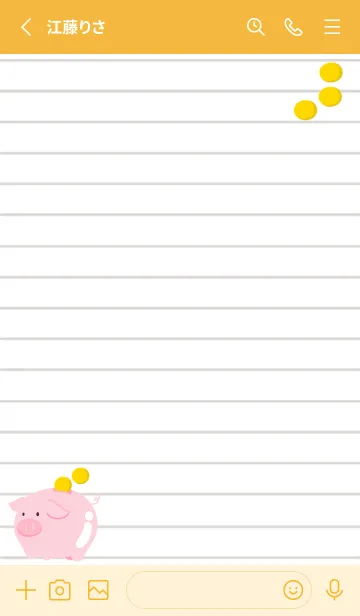 [LINE着せ替え] 幸せ豚の貯金箱ノート/オレンジの画像2