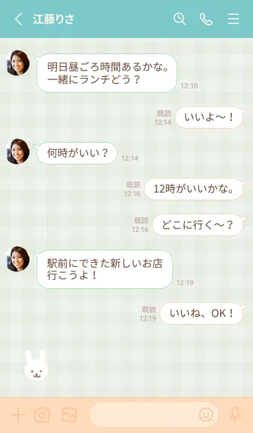 [LINE着せ替え] 白うさぎ チェック3の画像3
