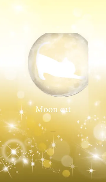 [LINE着せ替え] ゴールド : 運気上昇の満月と猫の画像1
