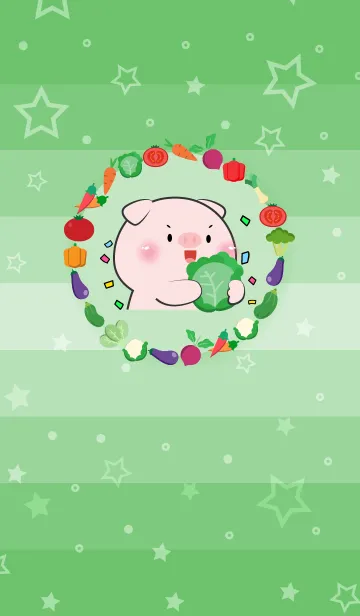 [LINE着せ替え] Simple Pig With Vegetable Theme (JP)の画像1