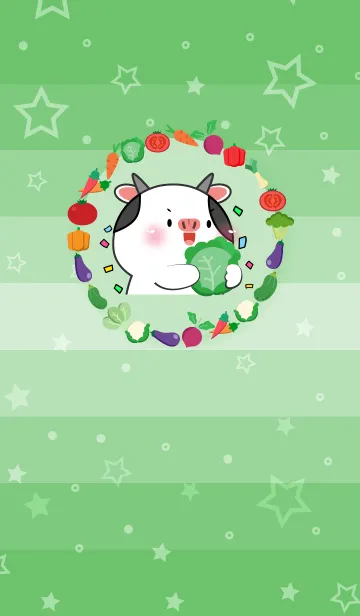 [LINE着せ替え] Simple Cow With Vegetable Theme (JP)の画像1