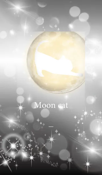 [LINE着せ替え] ブラック : 運気上昇の満月と猫の画像1