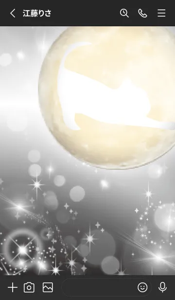 [LINE着せ替え] ブラック : 運気上昇の満月と猫の画像2