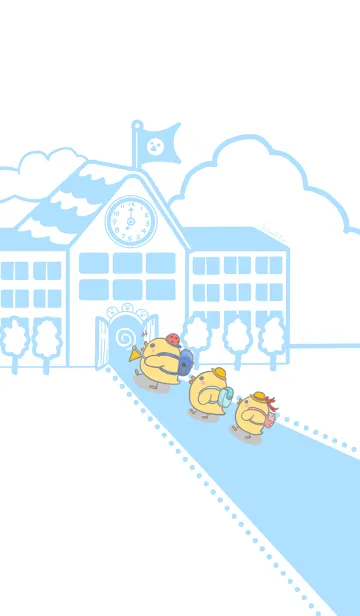 [LINE着せ替え] Duckling school fun -white. light blue Jの画像1