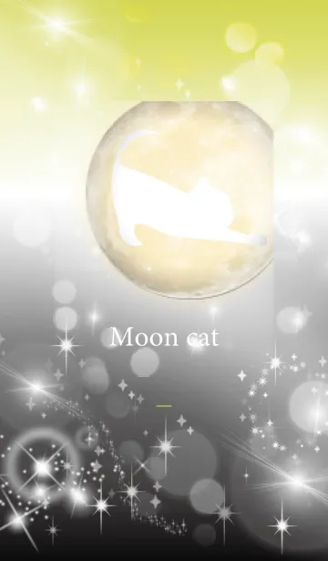 [LINE着せ替え] 黒と黄色 : 運気上昇の満月と猫の画像1