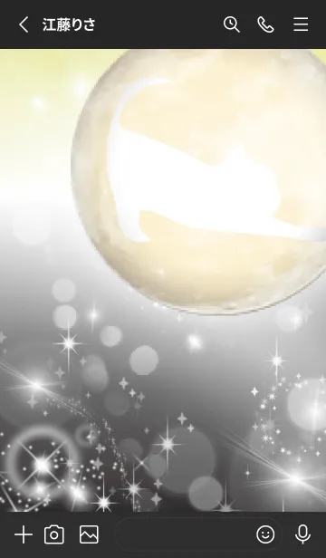 [LINE着せ替え] 黒と黄色 : 運気上昇の満月と猫の画像2