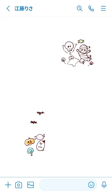 [LINE着せ替え] シンプル ハロウィン ホワイト ブルーの画像2