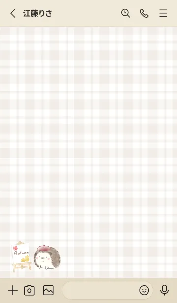 [LINE着せ替え] ハリネズミとベレー帽 -レッド- チェックの画像2