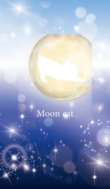 [LINE着せ替え] ネイビー : 運気上昇の満月と猫の画像1