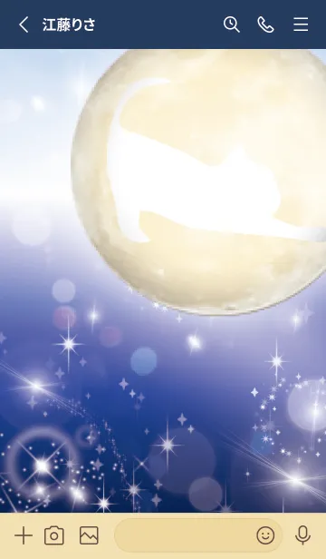 [LINE着せ替え] ネイビー : 運気上昇の満月と猫の画像2