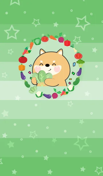 [LINE着せ替え] Shiba Inu With Vegetable Theme (JP)の画像1