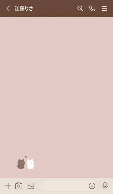 [LINE着せ替え] 白黒ネコさん. ピンクベージュの画像2