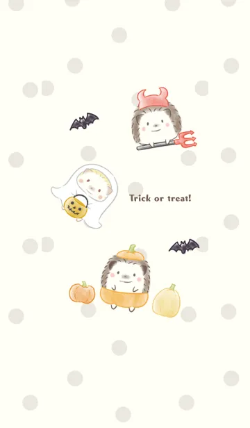 [LINE着せ替え] ハリネズミとハロウィン -ベージュ- ドットの画像1