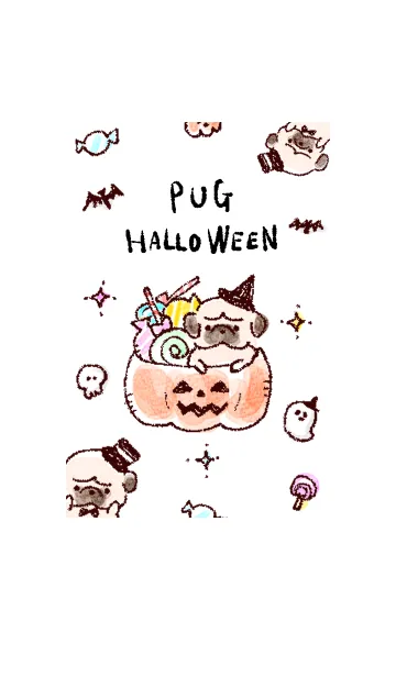 [LINE着せ替え] シンプル パグ ハロウィンの画像1