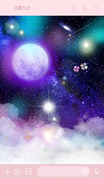 [LINE着せ替え] 願いが叶う 月と宇宙 pinkの画像2