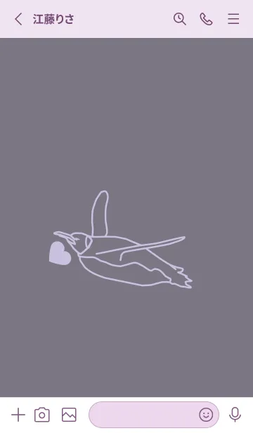 [LINE着せ替え] ペンギンとハート (ライラックヘイズィ)の画像2