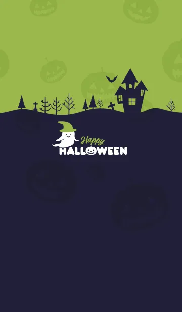 [LINE着せ替え] Happy Halloween / Green x Navyの画像1