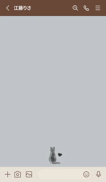 [LINE着せ替え] 黒猫とハート -ライトグレー-の画像2