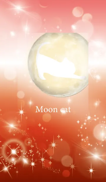 [LINE着せ替え] 赤 : 運気上昇の満月と猫の画像1