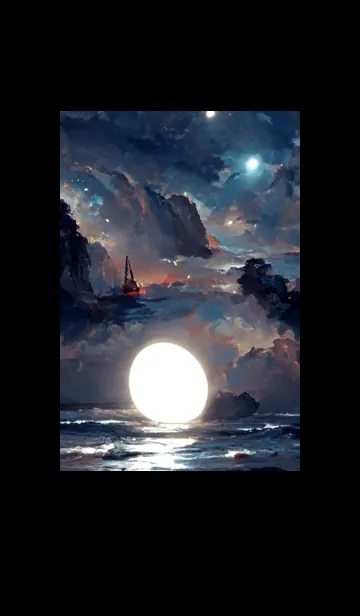 [LINE着せ替え] 月の夜 夜の海 #2_2。の画像1