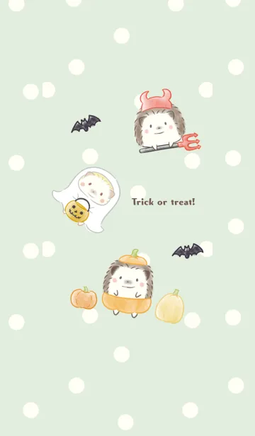 [LINE着せ替え] ハリネズミとハロウィン -グリーン- ドットの画像1