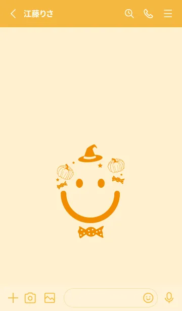 [LINE着せ替え] スマイル＆ハロウィン 鳥の子色の画像2