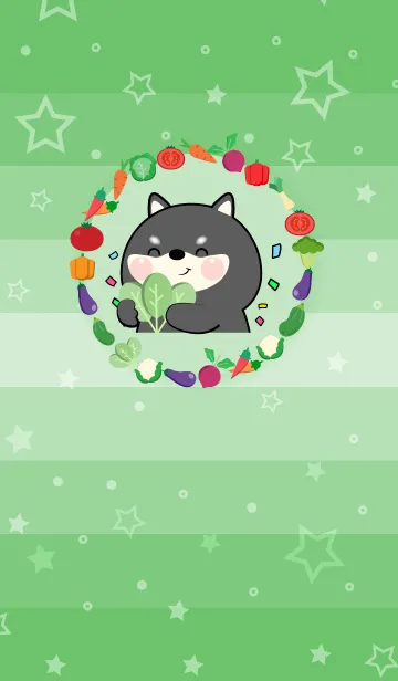 [LINE着せ替え] Black Shiba Inu With Vegetable Theme(JP)の画像1