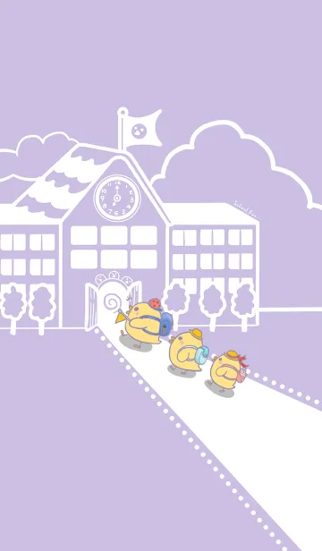 [LINE着せ替え] Duckling school fun-Gray purple. White Jの画像1