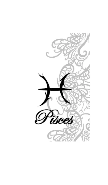 [LINE着せ替え] 12星座 魚座 ラインアート1 白の画像1