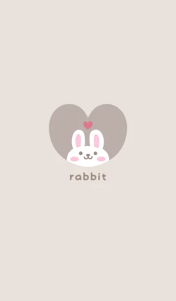 [LINE着せ替え] うさぎ3ハート[ベージュ]の画像1