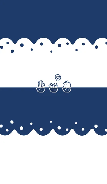 [LINE着せ替え] Wavy Bubble Succulents-White.DeepIndigoJの画像1