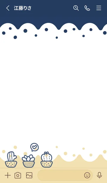 [LINE着せ替え] Wavy Bubble Succulents-White.DeepIndigoJの画像2