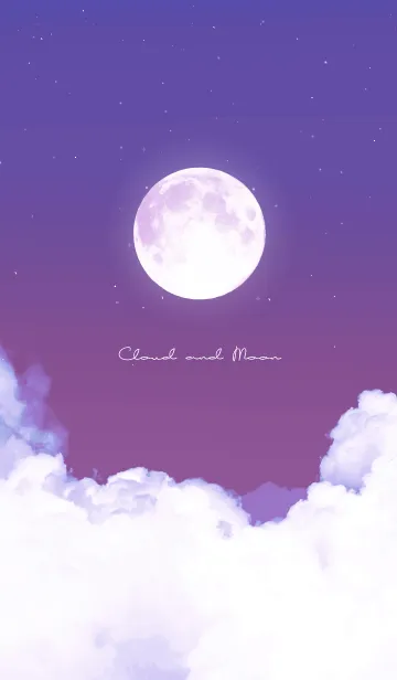 [LINE着せ替え] 雲と満月 - ブルー & パープル 06の画像1
