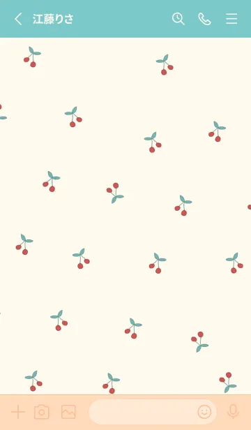 [LINE着せ替え] cherry_pattern #ivorygreenの画像2