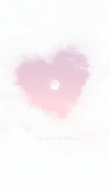[LINE着せ替え] ハート雲と満月 - ピンク 01の画像1