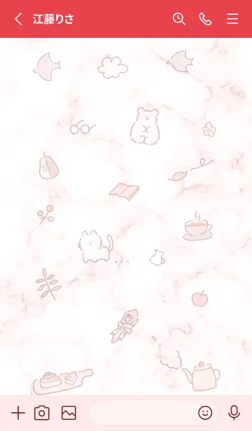 [LINE着せ替え] シンプル手描きアイコン♥レッド15_1の画像2