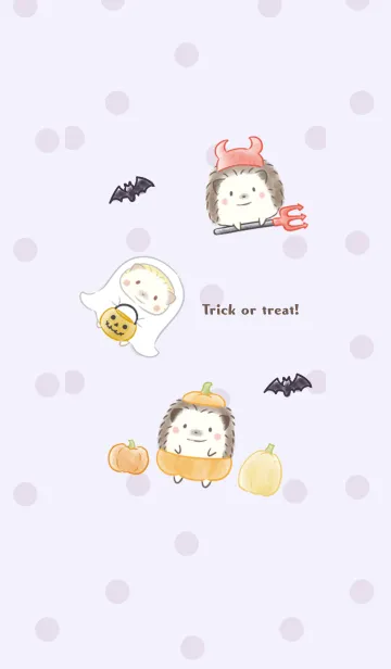 [LINE着せ替え] ハリネズミとハロウィン -パープル- ドットの画像1