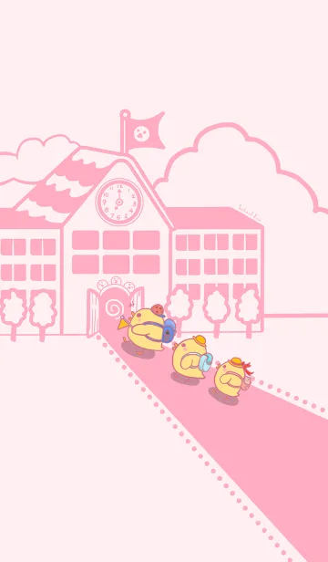 [LINE着せ替え] Duckling school fun-LightGrayPink.Pink Jの画像1