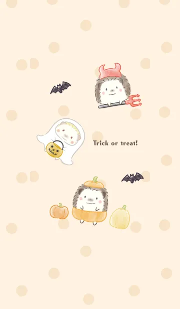 [LINE着せ替え] ハリネズミとハロウィン -ブラウン- ドットの画像1