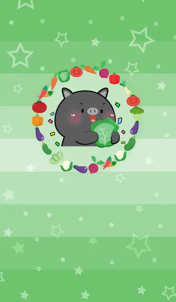[LINE着せ替え] Black Pig With Vegetable Theme (JP)の画像1