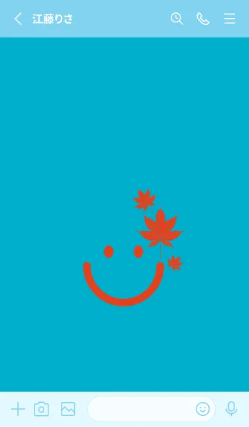 [LINE着せ替え] スマイル＆紅葉 ターコイズブルーの画像2