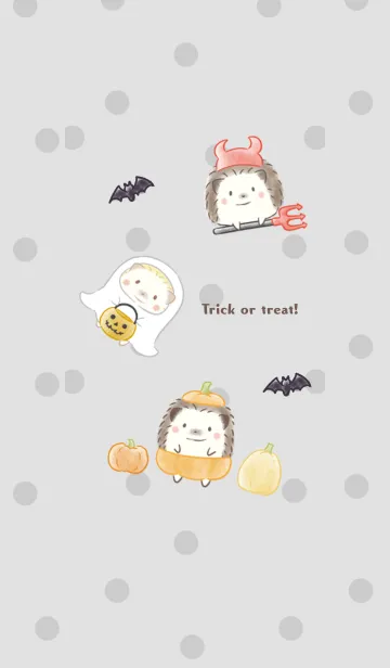 [LINE着せ替え] ハリネズミとハロウィン -グレー- ドットの画像1