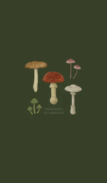 [LINE着せ替え] POISONOUS MUSHROOMS / 深緑色の画像1